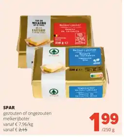 Spar SPAR gezouten of ongezouten melkerijboter aanbieding