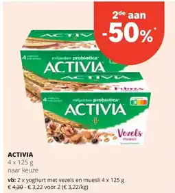 Spar ACTIVIA yoghurt met vezels en muesli 4 x 125 g aanbieding