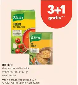 Spar KNORR droge kippensoep 63 g aanbieding