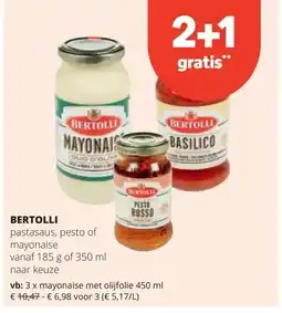 Spar BERTOLLI mayonaise met olijfolie 450 ml aanbieding