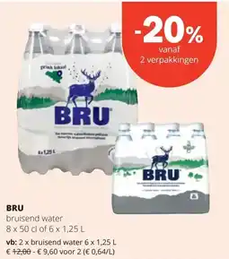 Spar BRU bruisend water 6 x 1,25 L aanbieding