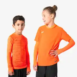 Decathlon Naadloos voetbal thermoshirt met lange mouwen voor kinderen Keepdry oranje aanbieding