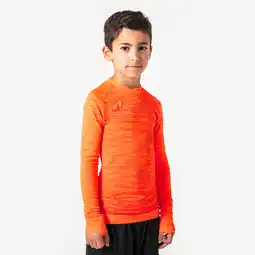Decathlon Naadloos voetbal thermoshirt met lange mouwen voor kinderen Keepdry oranje aanbieding
