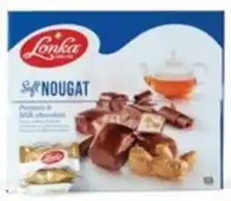 Hanos Lonka Soft nougat Melkchocolade en pinda aanbieding