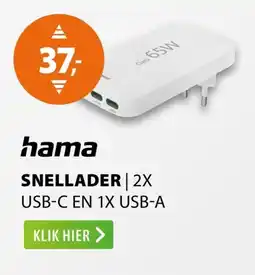 Expert Hama snellader 2x USB-C EN 1X USB-A aanbieding