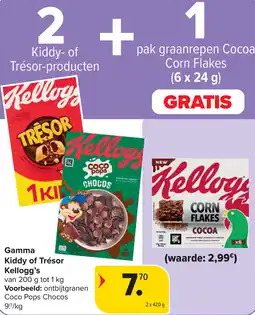Carrefour Kellogg's Kiddy of Trésor aanbieding