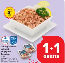 Carrefour Grijze garnalen gekookt en gepeld Carrefour aanbieding