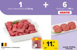 Carrefour Rundstoofvlees + 6 hamburgers aanbieding