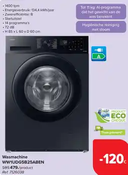 Carrefour Samsung Wasmachine WW1UDG5B25ABEN aanbieding