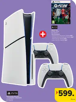 Carrefour PS5-console Slim Disc + 2 controllers inbegrepen + PS5 FC 26 aanbieding