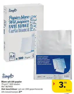 Carrefour Simply Riem wit A4-papier aanbieding