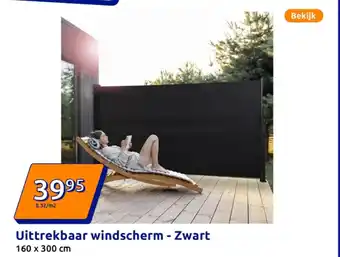 Action Uittrekbaar windscherm - Zwart aanbieding