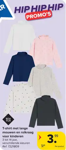 Carrefour T-shirt met lange mouwen en rolkraag voor kinderen aanbieding