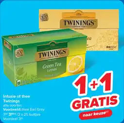 Carrefour Infusie of thee Twinings aanbieding