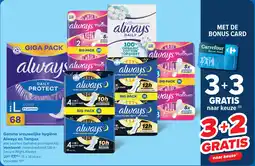 Carrefour Gamma vrouwelijke hygiëne Always en Tampax aanbieding