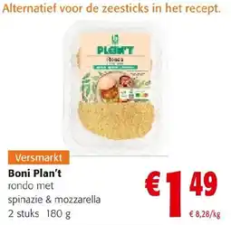 Colruyt Boni Plan't rondo met spinazie & mozzarella aanbieding