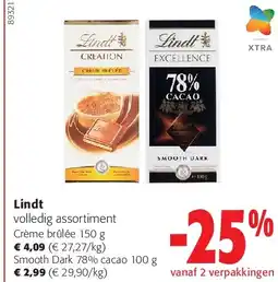 Colruyt Lindt Crème brûlée 150 g aanbieding