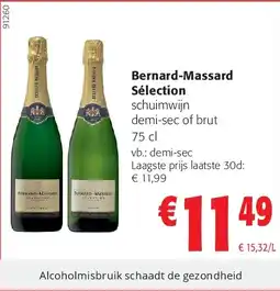 Colruyt Bernard-Massard Sélection schuimwijn demi-sec of brut 75 cl aanbieding