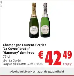 Colruyt Champagne Laurent-Perrier ‘La Cuvée’ brut of ‘Harmony’ demi-sec aanbieding