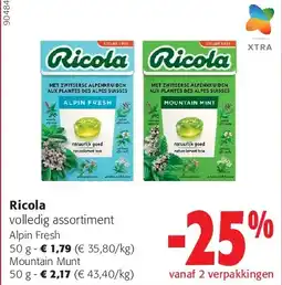 Colruyt Ricola Alpin Fresh 50 g aanbieding