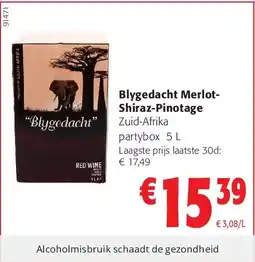 Colruyt Blygedacht MerlotShiraz-Pinotage aanbieding