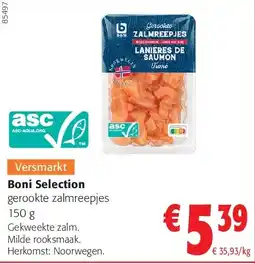 Colruyt Boni Selection gerookte zalmreepjes 150 g aanbieding
