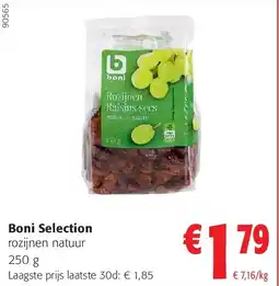 Colruyt Boni Selection rozijnen natuur 250 g aanbieding
