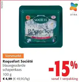 Colruyt Roquefort Société blauwgeaderde schapenkaas 100 g aanbieding