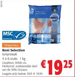 Colruyt Boni Selection tonijnsteak 4 à 6 stuks 1 kg aanbieding