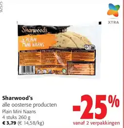 Colruyt Sharwood’s alle oosterse producten Plain Mini Naans 4 stuks 260 g aanbieding