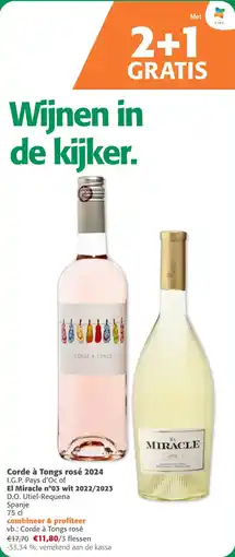 Comarkt Corde à Tongs rosé 2024 of El Miracle n°03 wit 2022/2023 aanbieding