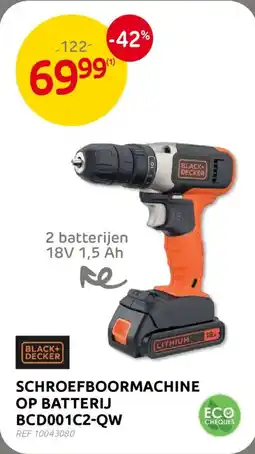 BricoPlanit Black+ Decker Schroefboormachine op Batterij BCD001C2-QW aanbieding