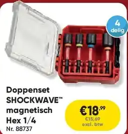 Toolstation Doppenset SHOCKWAVE magnetisch Hex 1/4 aanbieding