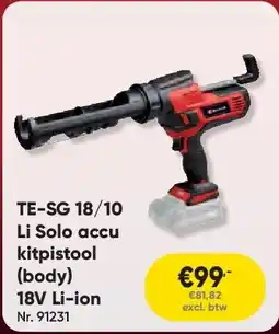 Toolstation TE-SG 18/10 Li Solo accu kitpistool (body) 18V Li-ion aanbieding