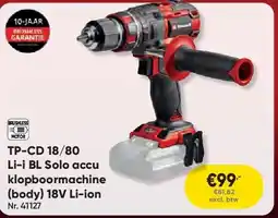 Toolstation TP-CD 18/80 Li-i BL Solo accu klopboormachine (body) 18V Li-ion aanbieding