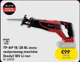 Toolstation TP-AP 18/28 BL accu reciprozaag machine (body) 18V Li-ion aanbieding