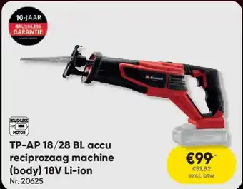 Toolstation TP-AP 18/28 BL accu reciprozaag machine (body) 18V Li-ion aanbieding