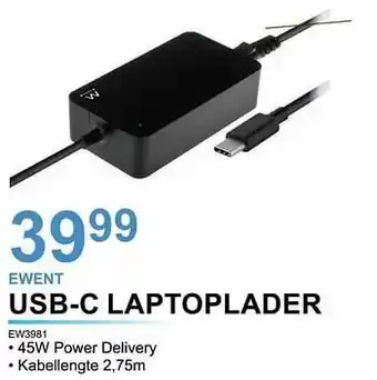 Ewent usb-c laptoplader ew3981