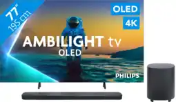 Coolblue Philips Ambilight 77'' OLED810 4K (2025) + JBL Bar 1000 M2 Noir aanbieding