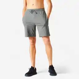Decathlon Fitnessshort voor heren 500 Essentials kakigrijs aanbieding