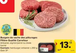 Carrefour Burgers de vache des pâturages aanbieding