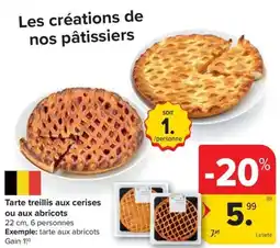 Carrefour Tarte treillis aux cerises ou aux abricots aanbieding