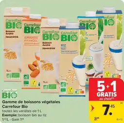 Carrefour Gamme de boissons végétales Carrefour Bio aanbieding