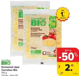 Carrefour Emmental râpé Carrefour Bio aanbieding