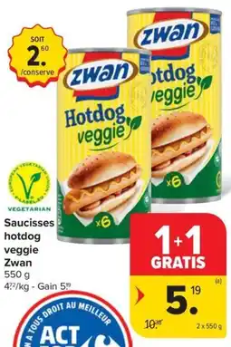 Carrefour Zwan Saucisses hotdog veggie aanbieding