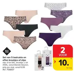 Carrefour Set van 5 bedrukte en effen broekjes of slips aanbieding