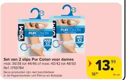 Carrefour Set van 2 slips Pur Coton voor dames aanbieding