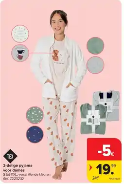 Carrefour 3-delige pyjama voor dames aanbieding