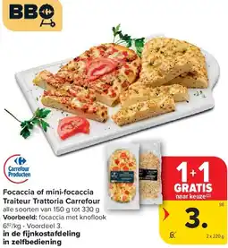 Carrefour Focaccia of mini-focaccia Traiteur Trattoria Carrefour aanbieding