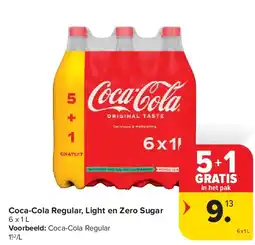 Carrefour Coca-Cola Regular, Light en Zero Sugar aanbieding